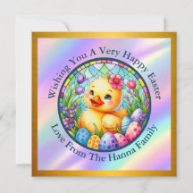 Cute Easter Chick, Flowers, and Colourful Eggs