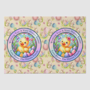 Cute Easter Chick, Flowers, and Colourful Eggs Tissue Paper