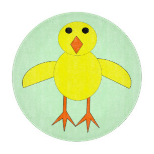 Cute Easter Chick Glass Cutting Board
