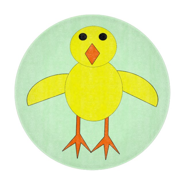 Cute Easter Chick Glass Cutting Board (Front)