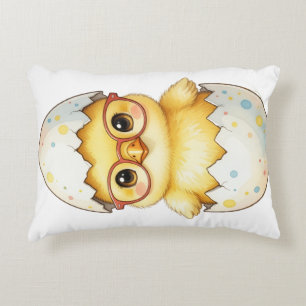 Cute Easter Chick Glasses Mimosa Bloom Decorative Cushion