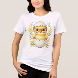 Cute Easter Chick Glasses Mimosa Bloom Tri-Blend Shirt