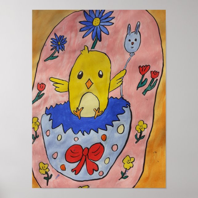 Cute Easter Chick Poster (Front)