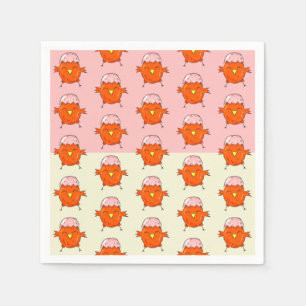 Cute Easter Chick with Eggshell Pattern Party  Napkin