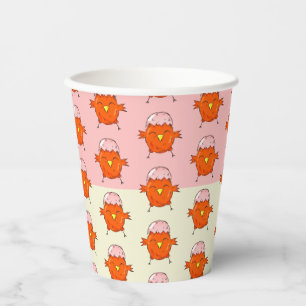 Cute Easter Chick with Eggshell Pattern Party Paper Cups