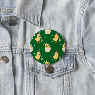 Cute Easter Chick with Pink Bow Seamless Pattern 7.5 Cm Round Badge