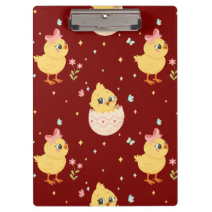 Cute Easter Chick with Pink Bow Seamless Pattern  Clipboard