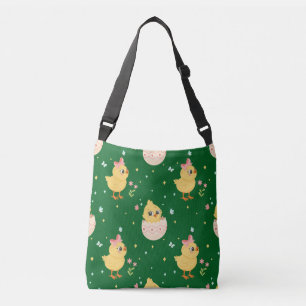 Cute Easter Chick with Pink Bow Seamless Pattern  Crossbody Bag