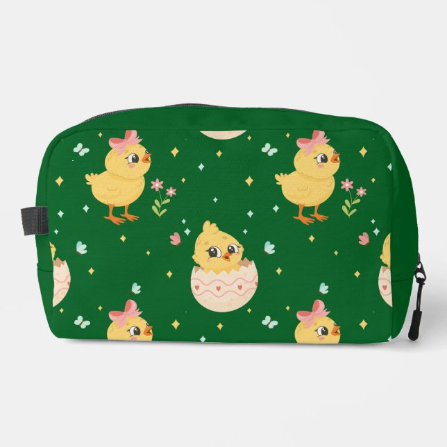 Cute Easter Chick with Pink Bow Seamless Pattern  Dopp Kit (Front)