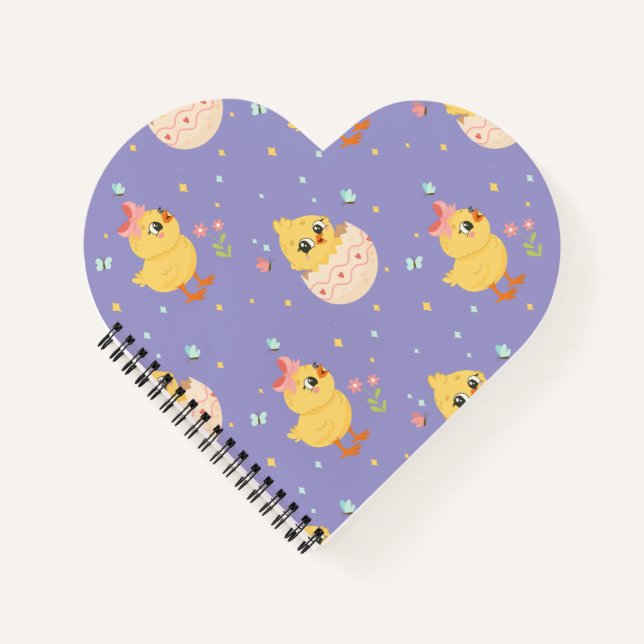 Cute Easter Chick with Pink Bow Seamless Pattern  Notebook (Front)