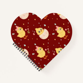 Cute Easter Chick with Pink Bow Seamless Pattern Notebook