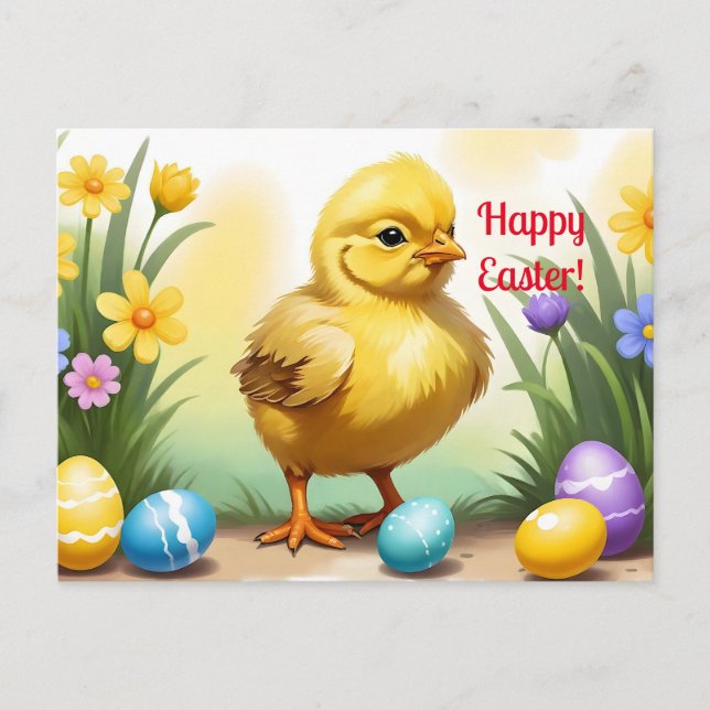Cute Easter Chicken 1, Easter Postcard (Front)