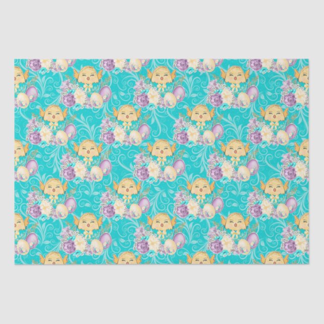 Cute Easter Chicken Colourful Pattern Tissue Paper (Front)