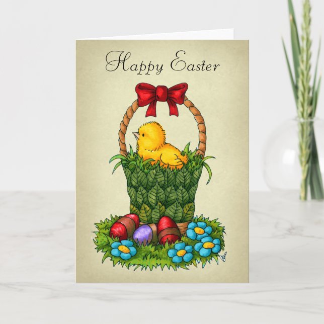 Cute Easter Chicken Holiday Card (Front)