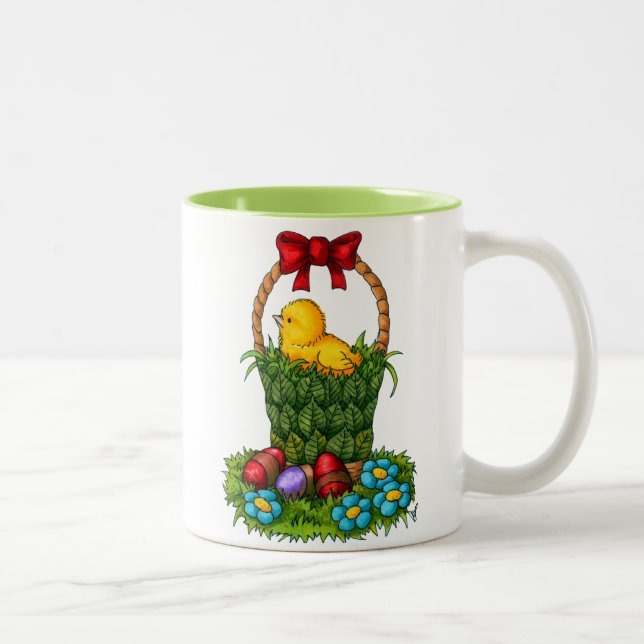 Cute Easter Chicken Two-Tone Coffee Mug (Right)