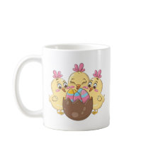 Cute Easter Chickens with Egg