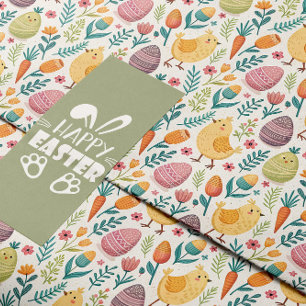 Cute Easter Chicks and Colourful Eggs Pattern  Wrapping Paper