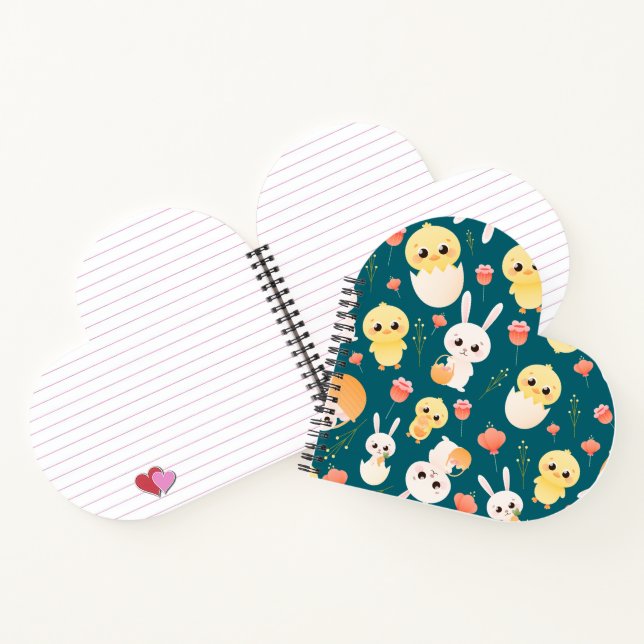 Cute Easter Chicks & Bunnies Seamless Pattern  Notebook (Inside)