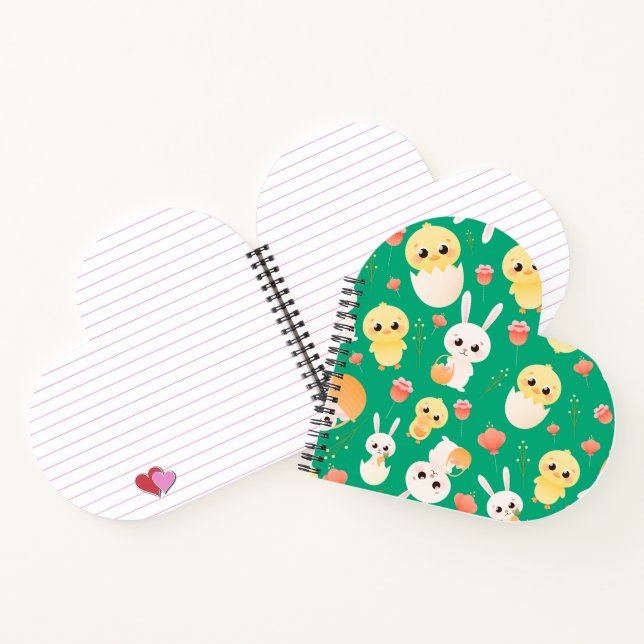 Cute Easter Chicks & Bunnies Seamless Pattern  Notebook (Inside)