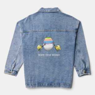 Cute Easter Chicks Painting an Easter Egg Denim Jacket