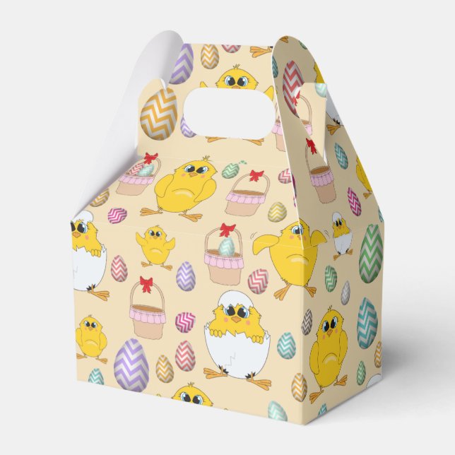 Cute Easter Chicks Pattern Favour Box (Front Side)