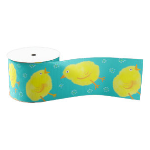 Cute Easter Chicks Pattern Grosgrain Ribbon