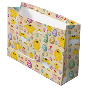 Cute Easter Chicks Pattern Large Gift Bag