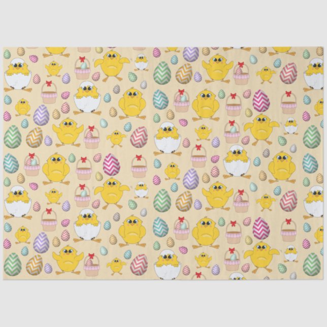 Cute Easter Chicks Pattern  Tissue Paper (Front)