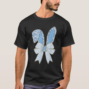 Cute Easter Chinoiserie Floral Bunny Blue Coquette T-Shirt
