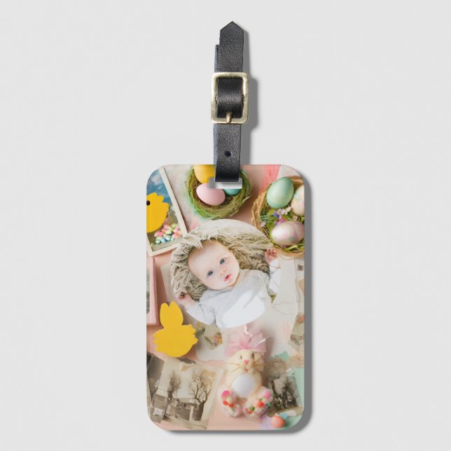 Cute Easter collage scrapbook photo  Luggage Tag (Front Vertical)