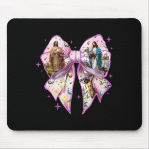 Cute Easter Coquette Bow He Is Risen Matthew 286 W Mouse Pad