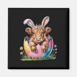 Cute Easter Cow Spring Egg Cows Lover Bunny Ears Magnet