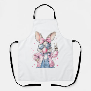 Cute Easter Day Bunny Blowing Bubble Rabbit Women  Apron