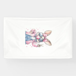 Cute Easter Day Bunny Blowing Bubble Rabbit Women  Banner