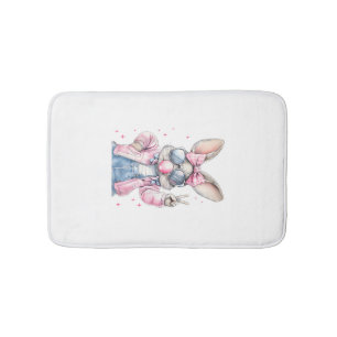 Cute Easter Day Bunny Blowing Bubble Rabbit Women  Bath Mat