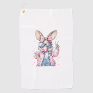 Cute Easter Day Bunny Blowing Bubble Rabbit Women  Golf Towel