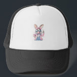 Cute Easter Day Bunny Blowing Bubble Rabbit Women  Trucker Hat<br><div class="desc">Cute Easter Day Bunny Blowing Bubble Rabbit Women Girls Kids T-Shirt</div>
