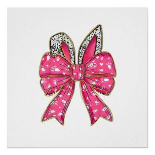 Cute Easter Day Coquette Bow Bunny Rabbit Womens G Poster