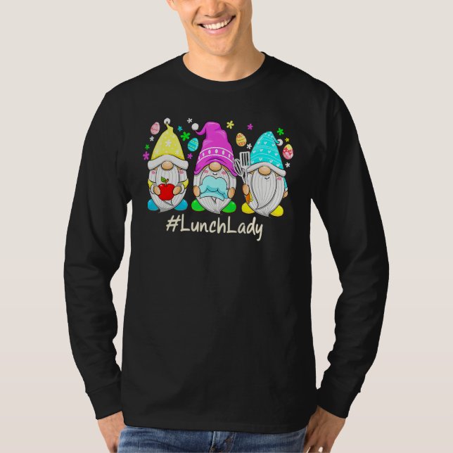 Cute Easter Day Gnome Love Lunch Lady Women Matchi T-Shirt (Front)