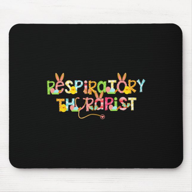 Cute Easter Day Respiratory Therapist Rt Bunny Ear Mouse Pad (Front)