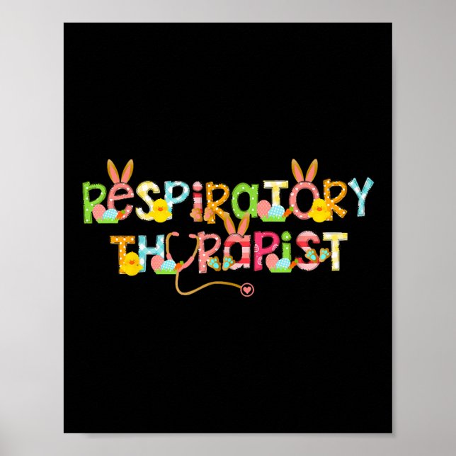Cute Easter Day Respiratory Therapist Rt Bunny Ear Poster (Front)