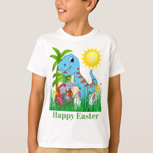 Cute Easter dinosaur add message here T-Shirt (Front)