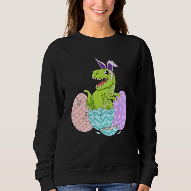 Cute Easter Dinosaur T Rex Bunny Easter Day Toddle Sweatshirt (Front)