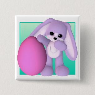 Cute Easter Egg Bunny Button