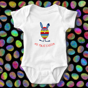 Cute Easter egg bunny caption Baby Bodysuit
