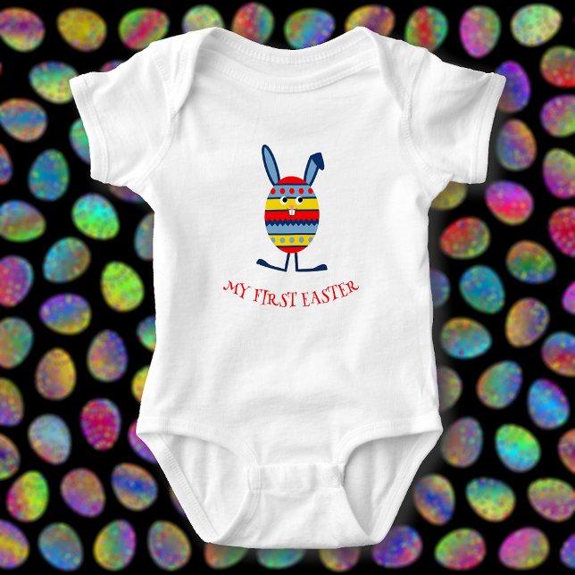 Cute Easter egg bunny caption Baby Bodysuit (Creator Uploaded)