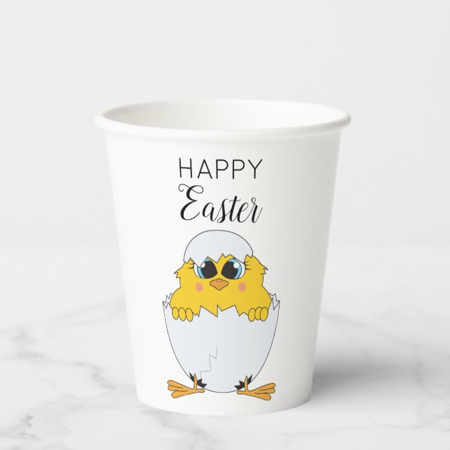 Cute Easter Egg & Chick Happy Easter Paper Cups (Front)
