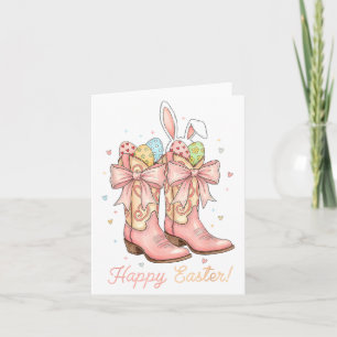 Cute Easter Egg Howdy Western Cowboy Boots Bunny C Card