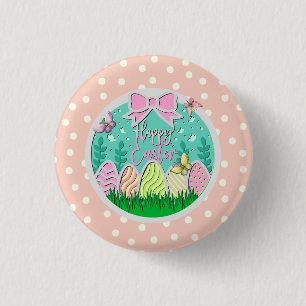Cute Easter Egg Hunt and Colourful Butterflies 3 Cm Round Badge