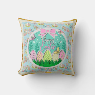 Cute Easter Egg Hunt and Colourful Butterflies Cushion